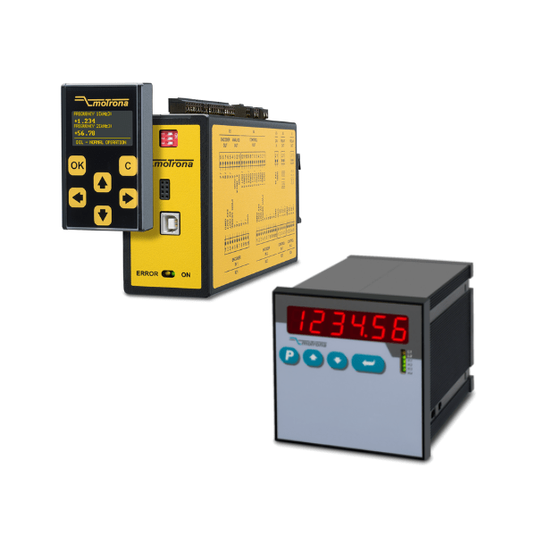 The image features two motrona safety relay devices, the Motrona DS250 and the MS640